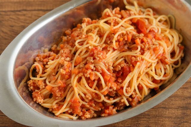給食のミートソーススパゲッティ 完成