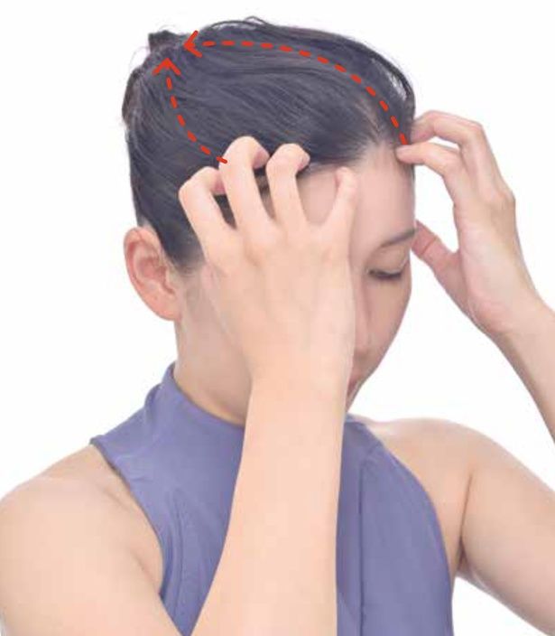 前頭部～頭頂部をなぞる (C)はちみつMIO(加藤美緒)／KADOKAWA