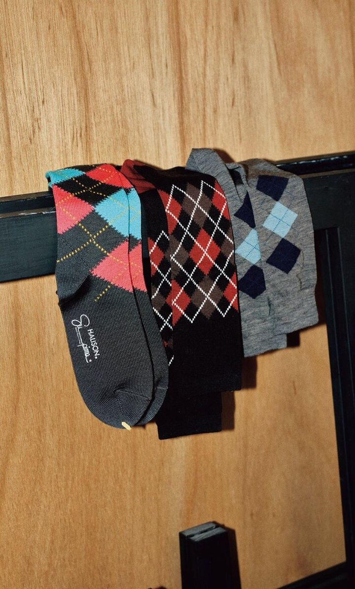ハリソン、エヌ サイクルファクトリー、パンセレラのアーガイル柄ソックス