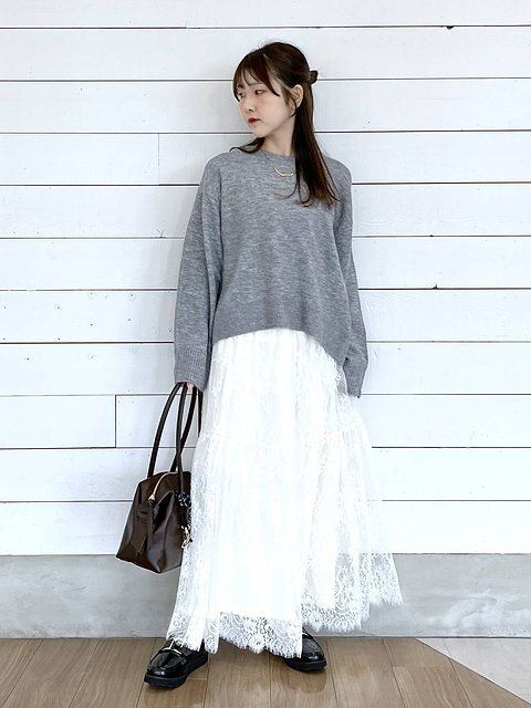 グローバルワークのフワフワHugmeレーススカートSET