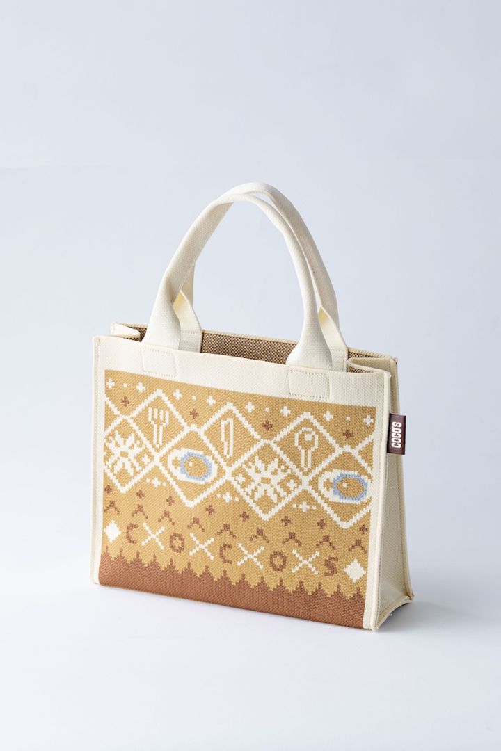 「包み焼きハンバーグ柄ニットバッグ」 width=