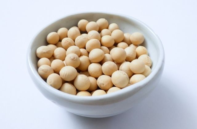 小皿に入った大豆 イソフラボン イメージ