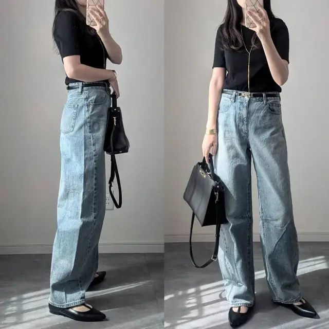 GU「バレルレッグジーンズ」