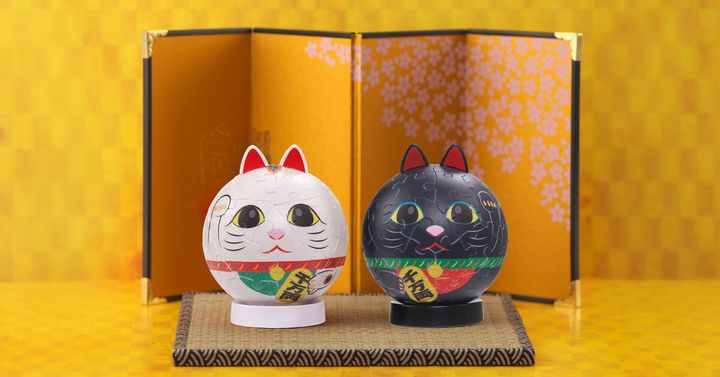 やのまん「パズころりん 招き猫（白/黒）」