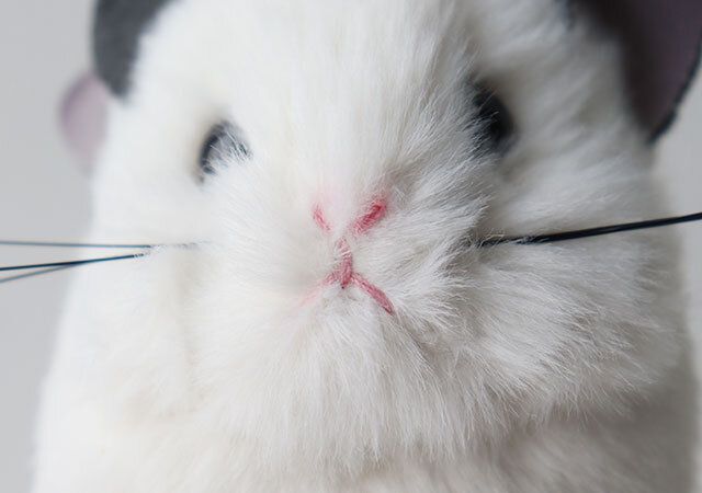 吉徳チンチラのぬいぐるみポーチピンクの口元