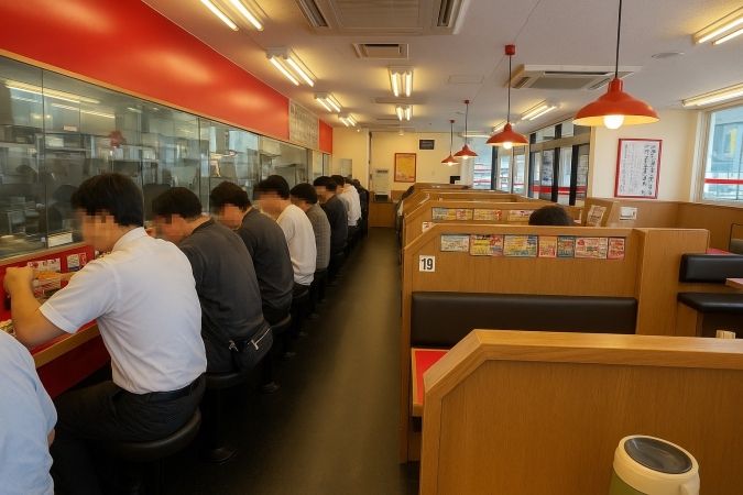 山岡家店内差し替え画像（人物のぼかしあり）