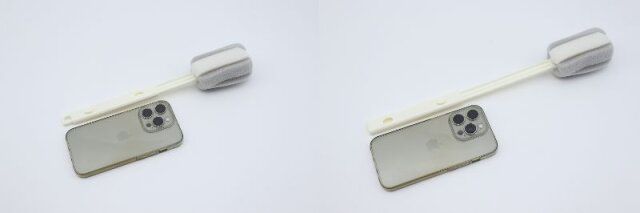 ダイソー コップ・ボトル洗いスポンジ（2段伸縮） 長さ 比較