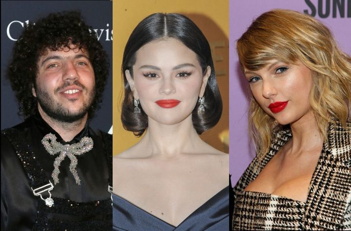 （左から）ベニー・ブランコ、セレーナ・ゴメス、テイラー・スウィフト （C）AFLO width=