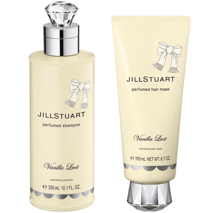 〈左から〉ヴァニラ ラスト パフュームド シャンプー 300ml ￥3,300 ヴァニラ ラスト パフュームド ヘアマスク 190g ￥3,520（ともに12月5日より限定発売）