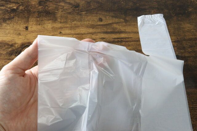 ひも付きコンパクト手さげポリ袋 薄い