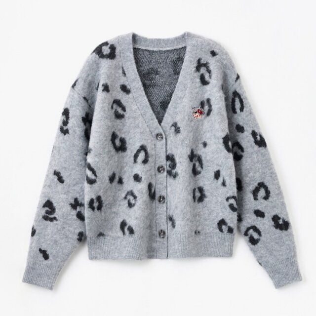 2025冬しまむらレディースサンリオヒョウ柄カーディガン