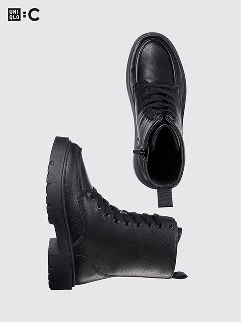 ユニクロ レースアップショートブーツ BLACK