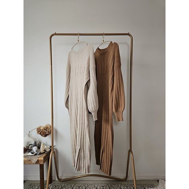 しまむらyuu編地切り替えニットワンピース