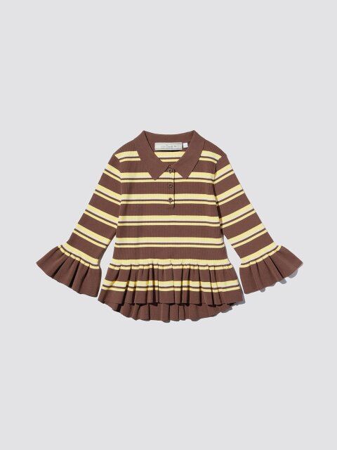 2025gu女性おすすめボーダーリブポロセーター