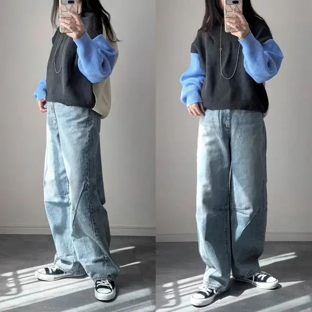 GU「バレルレッグジーンズ」