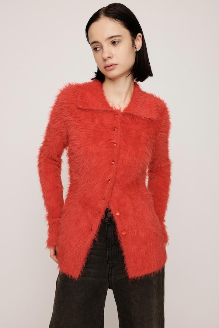 画像: WAIST SHAPE KNIT カーディガン（オレンジ）￥10,989（スライ）