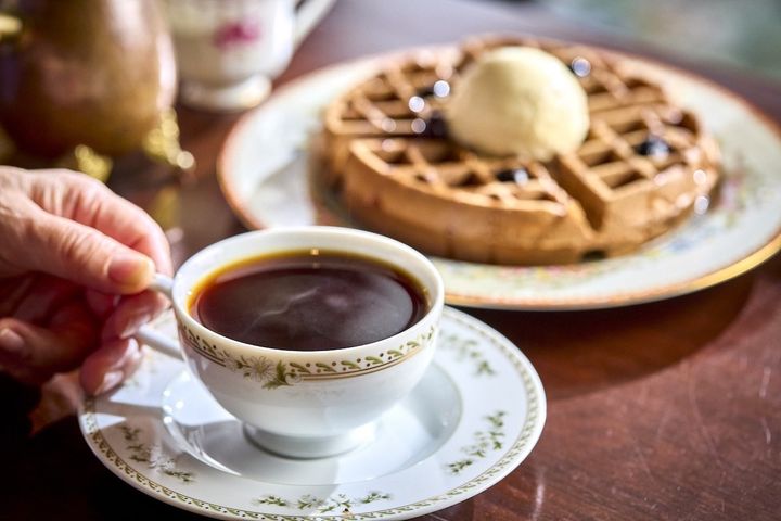 コーヒーとワッフル