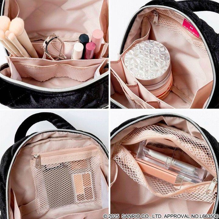 ハローキティ×ブリルミー 中身が見えて時短がかなう ズボラに優しいコスメポーチ VELOUR BLACK ver.