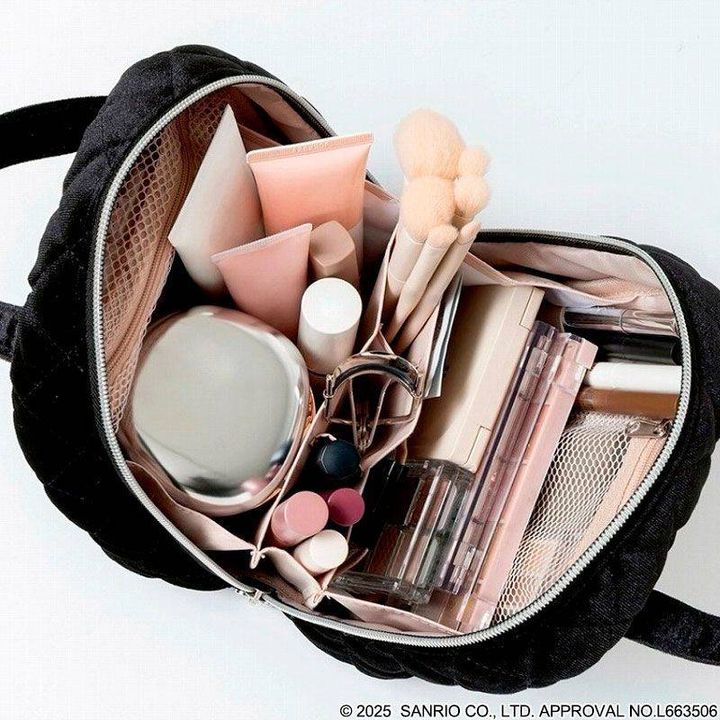 ハローキティ×ブリルミー 中身が見えて時短がかなう ズボラに優しいコスメポーチ VELOUR BLACK ver.