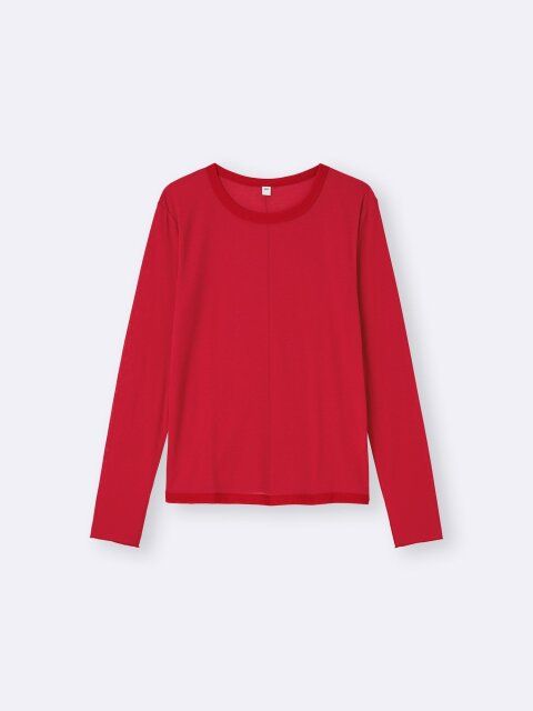 2025gu冬赤ソフトシアークルーネックT