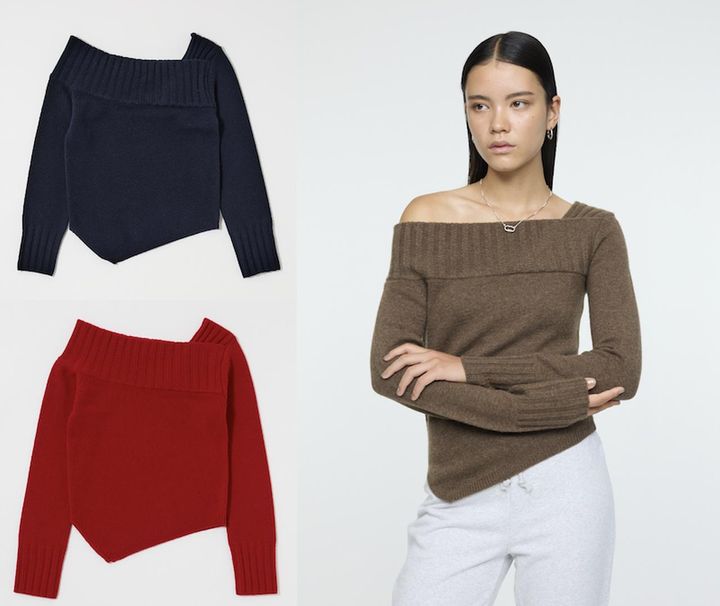 画像: ASYMMETRYトップス（ネイビー/レッド/ブラウン）各￥9,460（すべてマウジー）