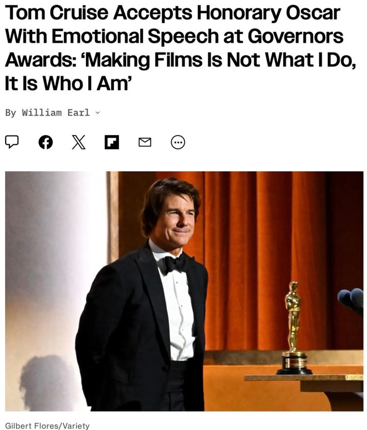 トム・クルーズ、デビュー45年でついに初のオスカー！ ガバナーズ賞で名誉賞受賞