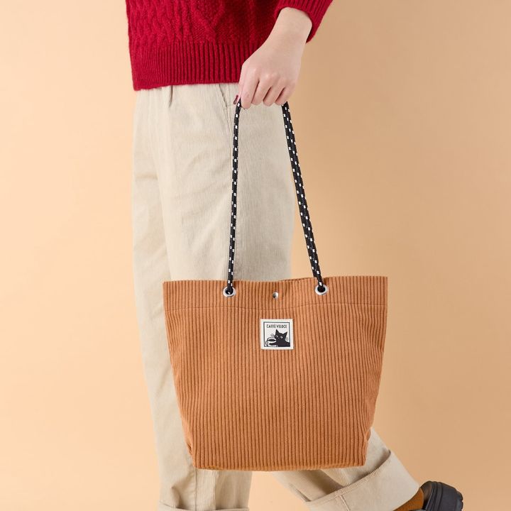 「黒ねこコーデュロイバッグ」 width=