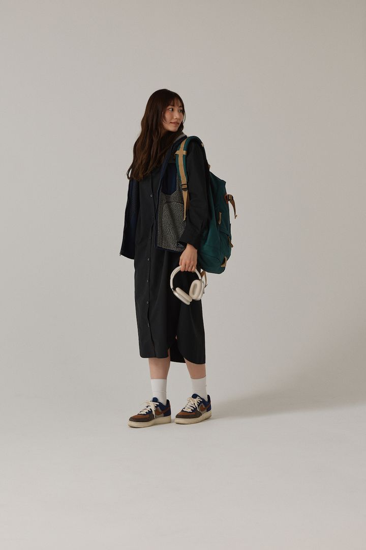 高身長のシャツワンピースコーデ。ボアのベストを重ねてIラインを強調！【FUDGE FRIEND おしゃれさんの毎日コーディネート vol.621｜RAN】