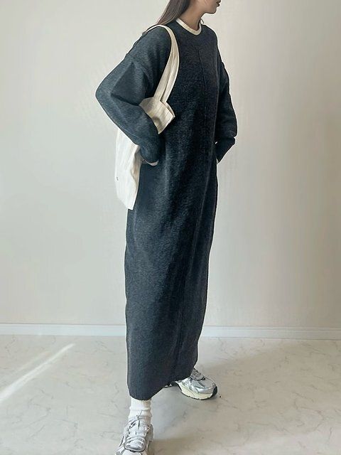 ニットワンピースコーデ1