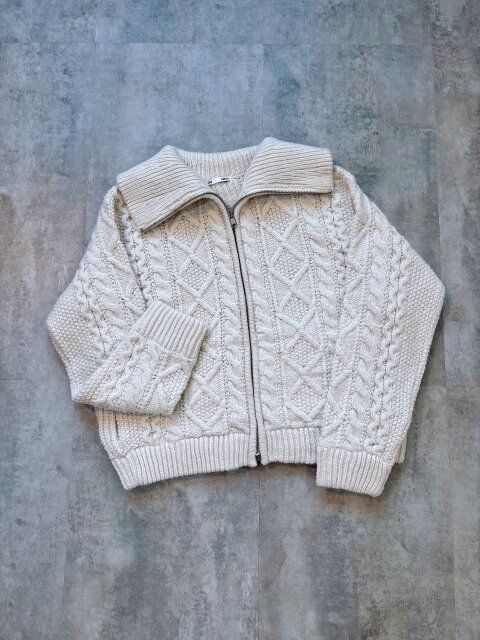 GUケーブルニットブルゾンのナチュラル