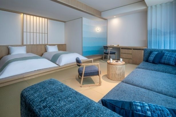 寝台の後ろに「大竹和紙」を使用