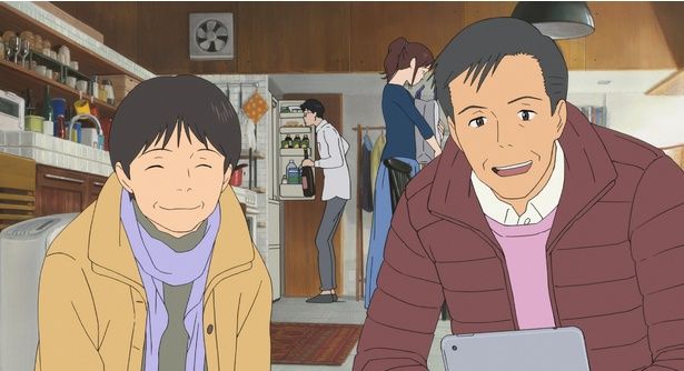 『未来のミライ』では、主人公くんちゃんの祖父(右)に扮した役所 [c]2018 スタジオ地図