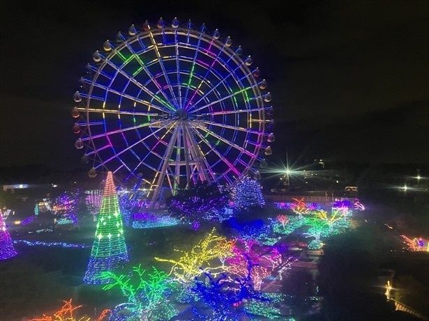 スカイシャトルのゴンドラ内から望むイルミネーション