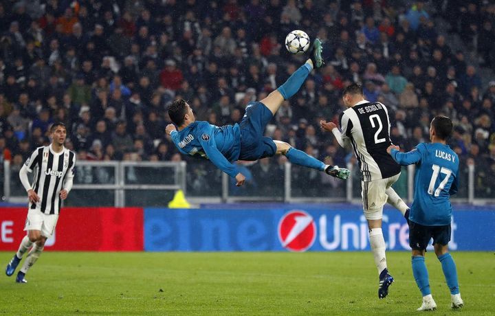 画像: ロナウド、CLユヴェントス戦でのバイシクルシュート（2018年4月） (C)Getty Images