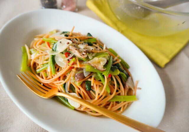 小松菜の和風ペペロンチーノ