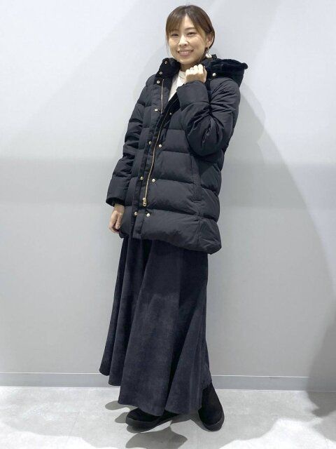 2025冬グローバルワーク黒ウツクシルエット撥水ダウンコート