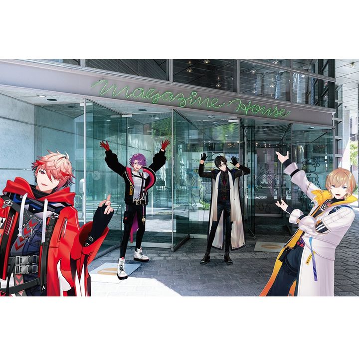 『anan』編集部があるマガジンハウスの正面玄関前に到着！ ネオンサインがお出迎えします。