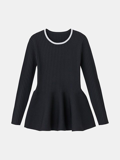 PLSTのホールガーメント（R）メタリックネックペプラムセーター