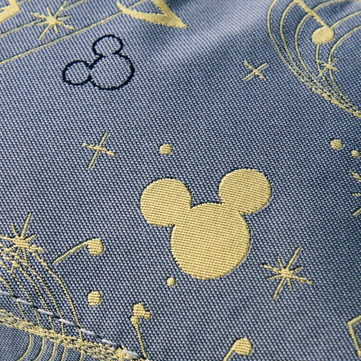 織り柄が美しいジャカード素材のがばっと開くポーチ ミッキーモチーフ デザインアップ