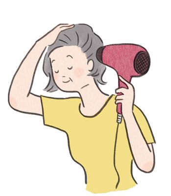 ドライヤーは冷風で仕上げを