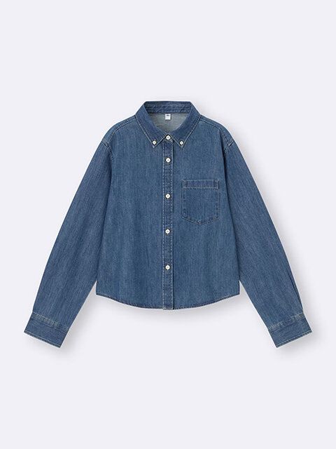 GU デニムショートシャツ 67 BLUE