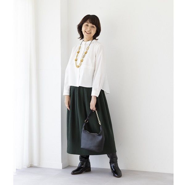 ブラウス シャツ ノーカラー 体形カバー スカート おしゃれ 50代