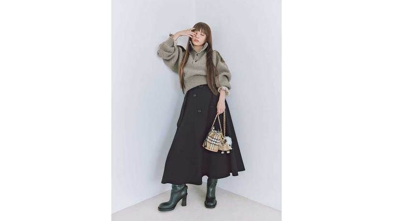 バーバリーチェックが今季トレンドとマッチ♡ 美シルエットで上品に