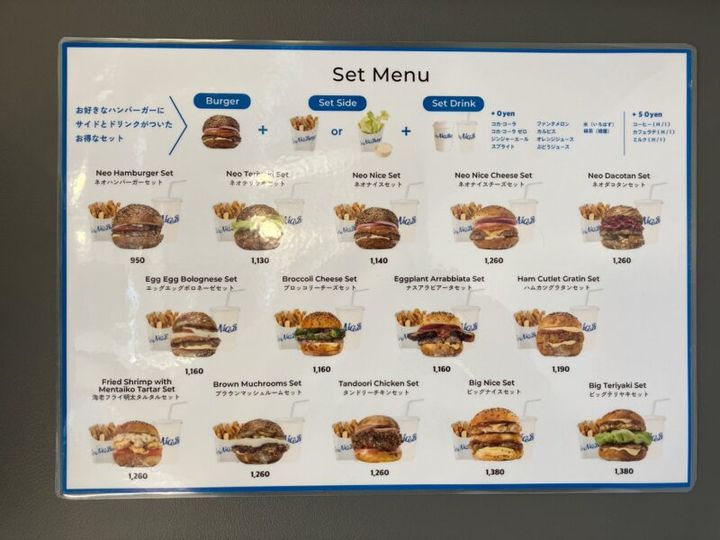 ネオナイスバーガー表参道メニュー