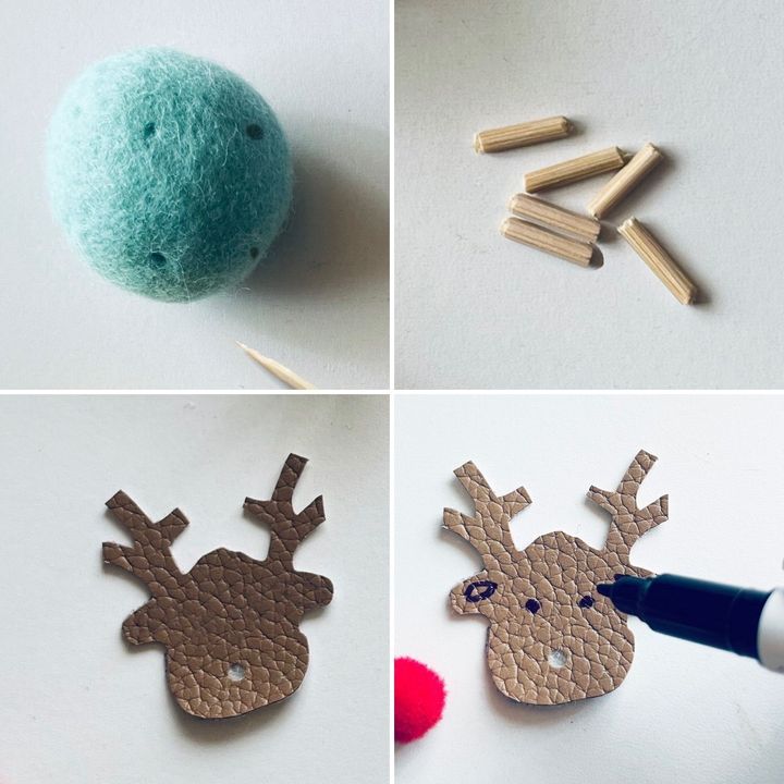 手乗りトナカイ【100均フェルトボール簡単Xmas工作】