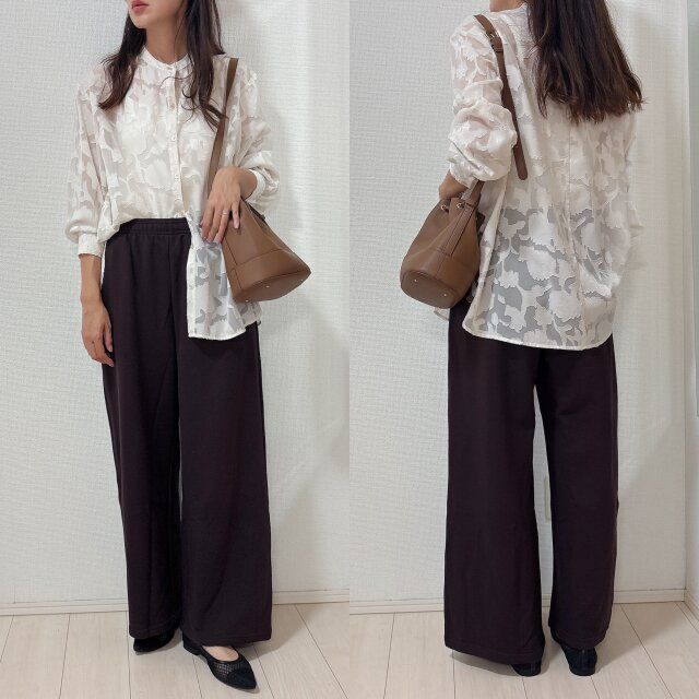 シアーシャツできれいめコーデに