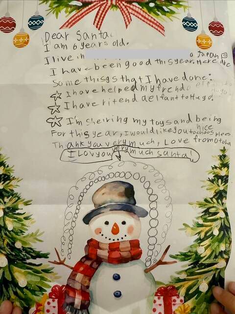 2024年、娘が6歳で書いたレター