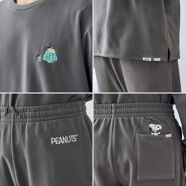 グレーも同じデザインを採用。着ぶくれスヌーピーが冬らしさを演出