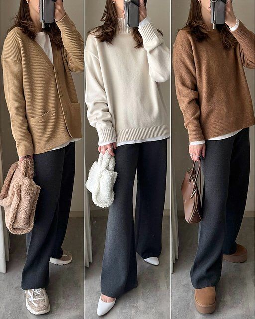 ユニクロのウォッシャブルミラノリブパンツのコーデ1