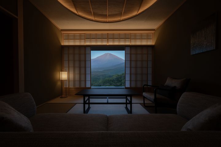 部屋からも富士の絶景を見渡せる。